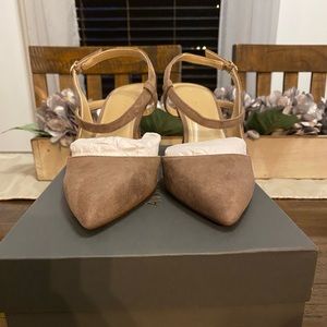 Ann Taylor Asymmetrical Suede Slingback Pumps